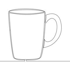 Continuous line drawing mug icon vector concept