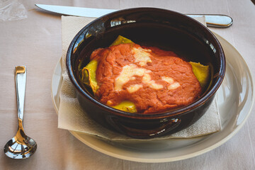 Cannelloni Pasta In A Earthenware Pot