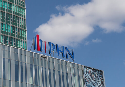 Poland, Poznan - 05 Sep, 2021: Polski Holding Nieruchomości PHN, Company logo. Construction developer.