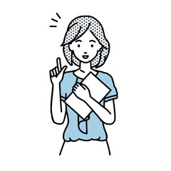 立って書類を手に持って何かひらめいたオフィスカジュアルの女性