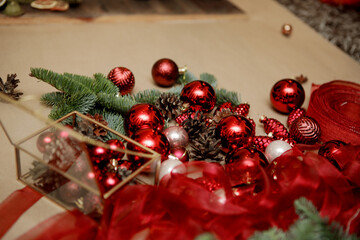 elements of Christmas decor (red Christmas balls)