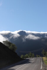 Fototapeta premium Foggy mountain landscape with fir forest. artvin