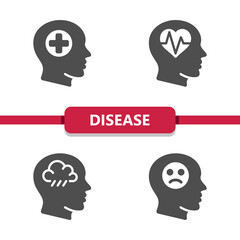 Disease, Mental Health Icons