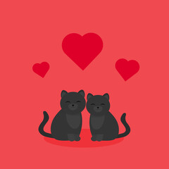 These are cute cats in love. Vector illustration.