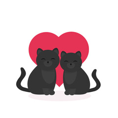 These are cute cats in love. Vector illustration.