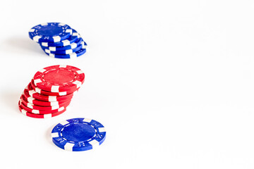 Poker chips top view. Poker game background concept