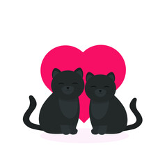 These are cute cats in love. Vector illustration.