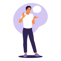 Man is speaking concept. Vector illustration. Flat.