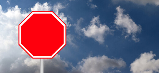Empty road sign on blue Sky. Stop halt allowed Do not enter danger warning sign Vector attention forbidden caution or admittance signs No ban allowed walking people stepping or run symbols Highway roa
