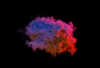 lone huge purple cumulus cloud on black isolated - nature 3D rendering