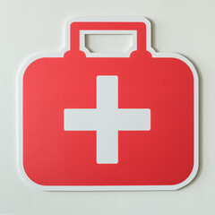 Obraz premium First aid bag paper craft icon