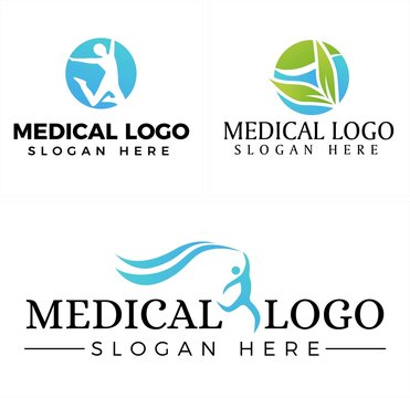 Medical physicals fitness people leaf natural logo design