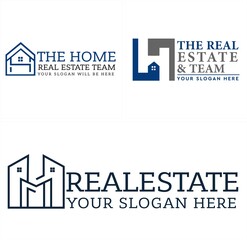 Real estate home building line at vector logo design