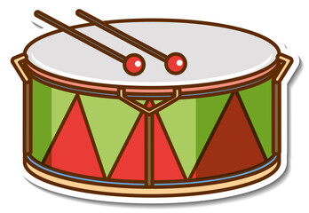 Fototapeta na wymiar Sticker drum musical instrument