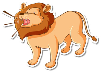 Sticker design with lion roar isolated