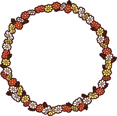 オレンジのコスモスリース装飾