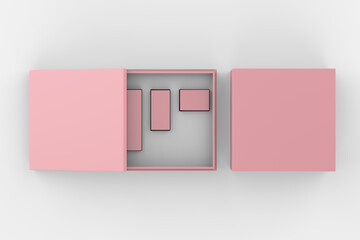 Gift Box with Cosmetic Set Mockup isolated on white background. 3d illustration