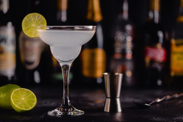 Cocktail Daiquiri with rum, lime juice and sugar.