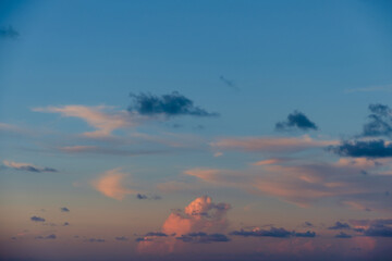 Beautiful colored cloudy evening sky.  Abstract sky background.