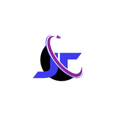 Obraz na płótnie Canvas JT Rocket Earth Logo Creative Modern Minimal Alphabet J T Initial Letter Mark Monogram Editable in Vector Format 