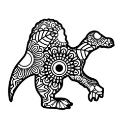 Zentangle dinosaur isolated on white background. Vector illustration