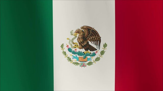 seamless loop of the mexican flag waving in the wind with highly detailed fabric