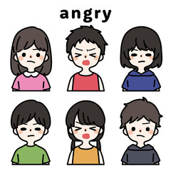 人物イラストセット_子供_怒り