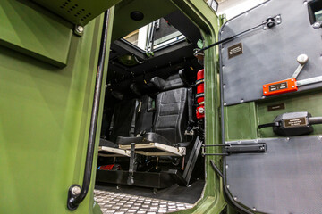 Seats for soldiers inside an armored military vehicle