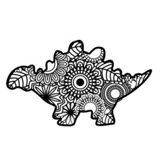 Zentangle dinosaur isolated on white background. Vector illustration