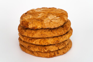 Installation of Americano cookies on a uniform background in various combinations without dishes and foreign objects