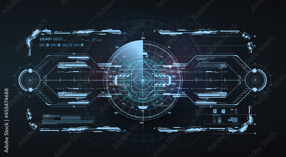 Poster sci fi hud. concept vr dashboard display. futuristic ui for game target borders, sci-fi empty banner