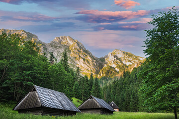 Amazing view of the Tatra Mountains in the Polana Strążyska Valley in Poland.
