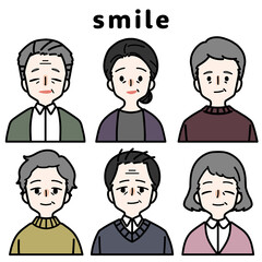 人物イラストセット_シニア_笑顔