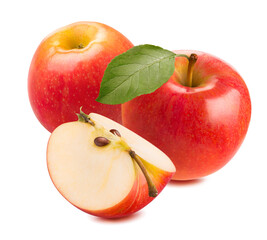 Red apples group isolated on white background