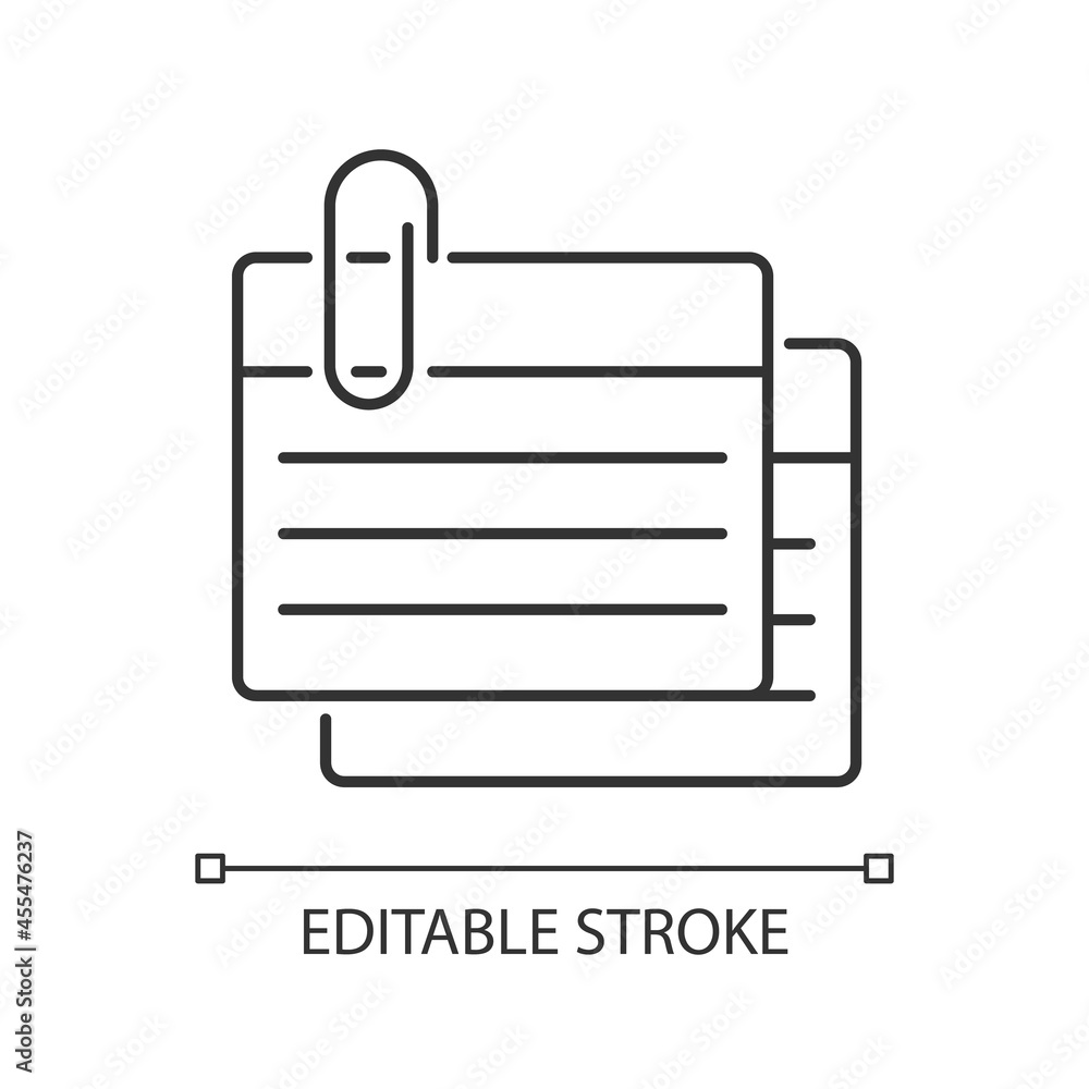 Poster index card linear icon. small piece for recording information. flashcards for studying. thin line cu