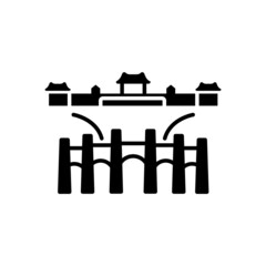 National Palace Museum Gu gong museum outline icon. Taiwan. Black filled symbol. Isolated vector illustration - obrazy, fototapety, plakaty