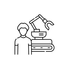 Robotics courses for children olor line icon. Children learning.