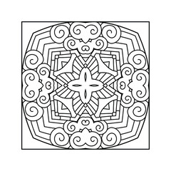 Decor tile, texture print, mosaic pattern. Vector illustration for traditional pottery tiling, fabric, wall interior, cloth, coloring book