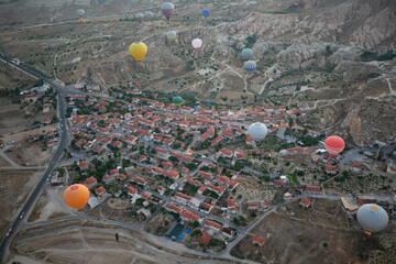 Hot air balloons in the sky at Cappadocia