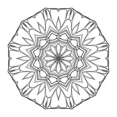 Circular pattern table and floor inlay pattern. Abstract ornament with many details and geometry elements in form of mandala. Vector illustration for coloring book, henna, mehndi, decoration