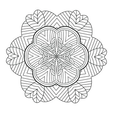 Circular pattern table and floor inlay pattern. Abstract ornament with many details and geometry elements in form of mandala. Vector illustration for coloring book, henna, mehndi, decoration