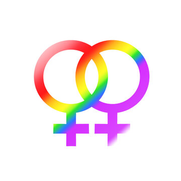 wlw, interlocking symbols with rainbow flag