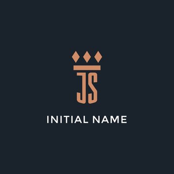 JS logo initial with pillar icon design, luxury monogram style logo for law firm and attorney