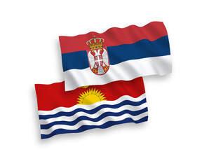 Flags of Republic of Kiribati and Serbia on a white background