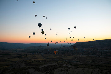 Hot air balloons in the sky at Cappadocia