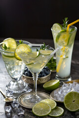 Glasses of wine on a black background.
