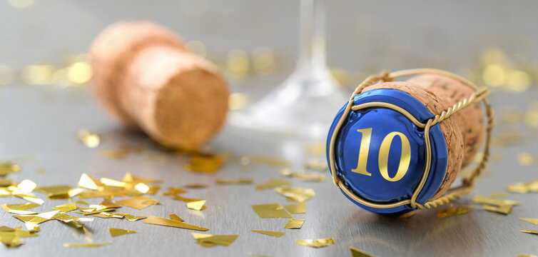 Champagne cap with the Number 10