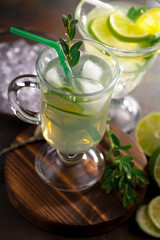 Refreshing summer alcoholic cocktail with crushed ice and citrus fruits