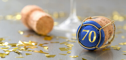Champagne cap with the Number 70