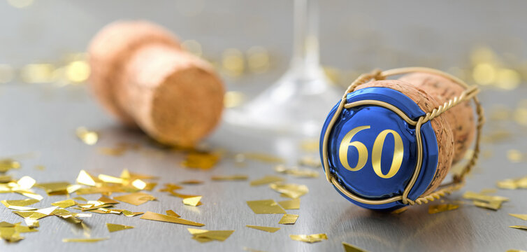 Champagne cap with the Number 60